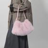 Effen Kleur Nepbont Hobo Tas Warme Dames Handtas Casual Pluizige Schoudertas Dagelijks