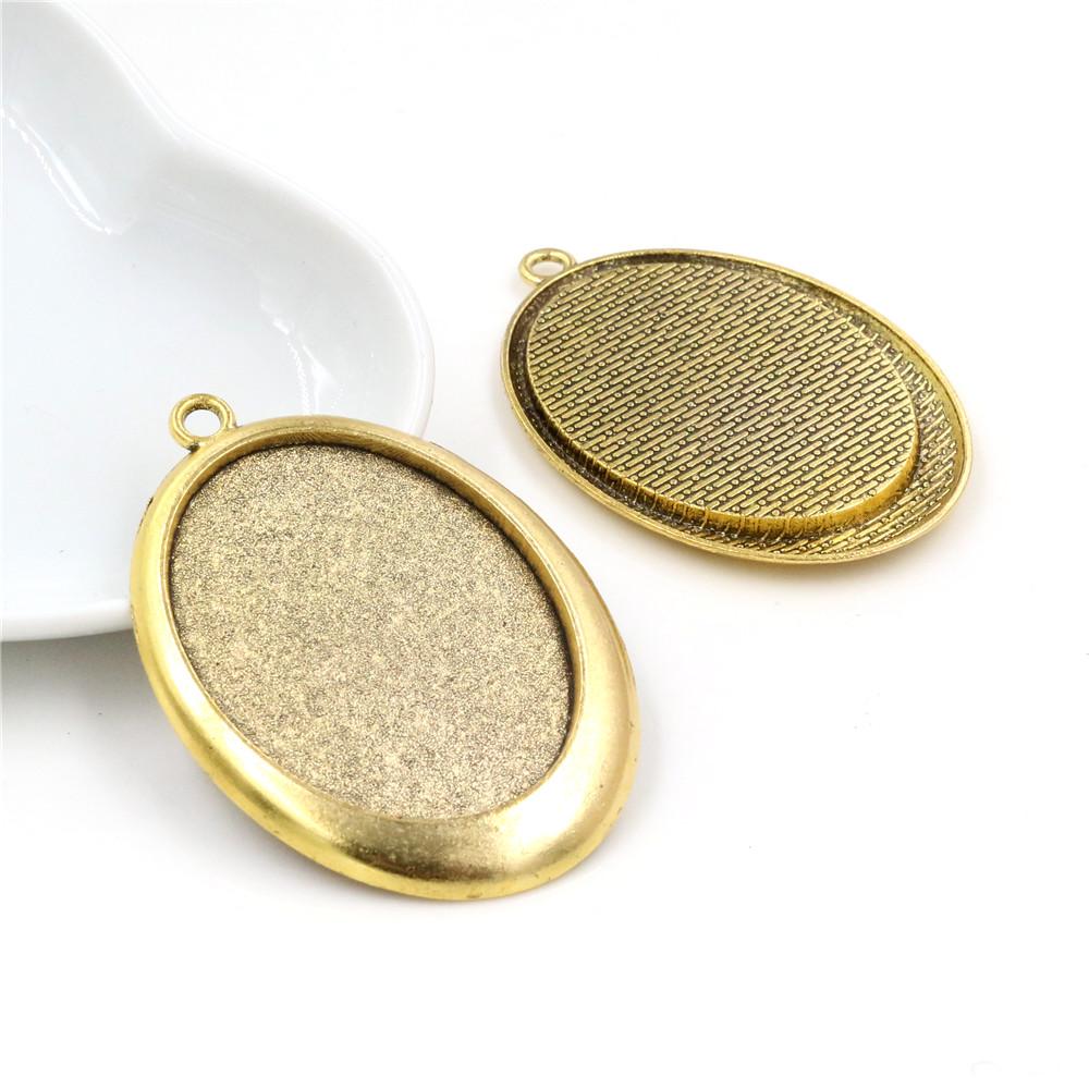 5 Stück 30x40mm Innenmaß 7 Farben Vergoldete Cabochon-Fassung Anhänger Charms