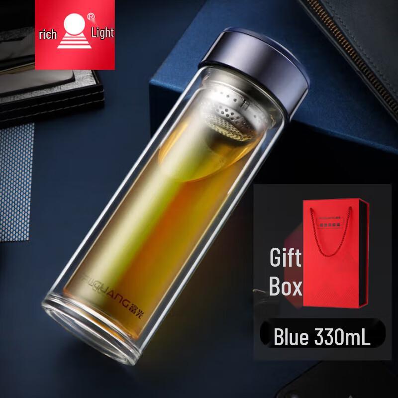 FUGUANG Double-Layer Portable Glass Tea Infuser Cup 330ml