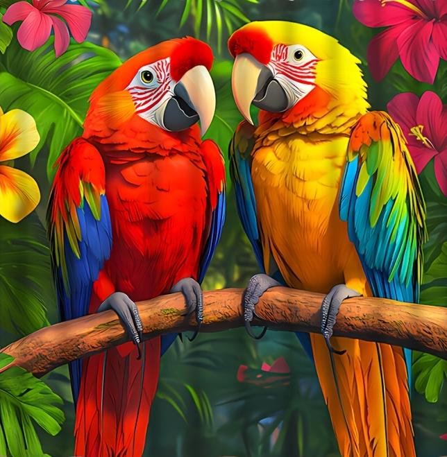 

Vibrant Tropical Parrots Waterproof Shower Curtain - Colorful Jungle Design, High-Quality Fabric, Durable and Stylish Decor W90XH180cm