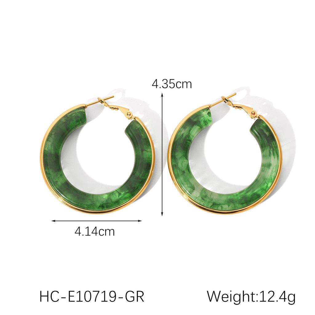 French Retro Court Style Inlaid Natural Stone Stud Earrings, Elegant Women's Earrings, 18K Gold Plated Titanium Steel Jewelry