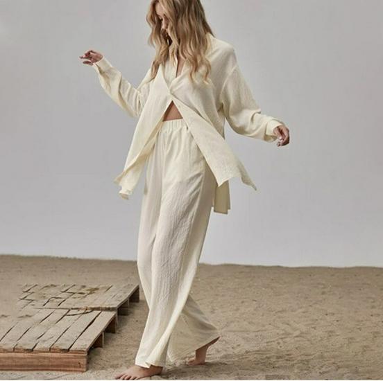 

2025 Spring Retro Plus Size High Waist Loose Shirt & Long Pants Set for Women XXXL