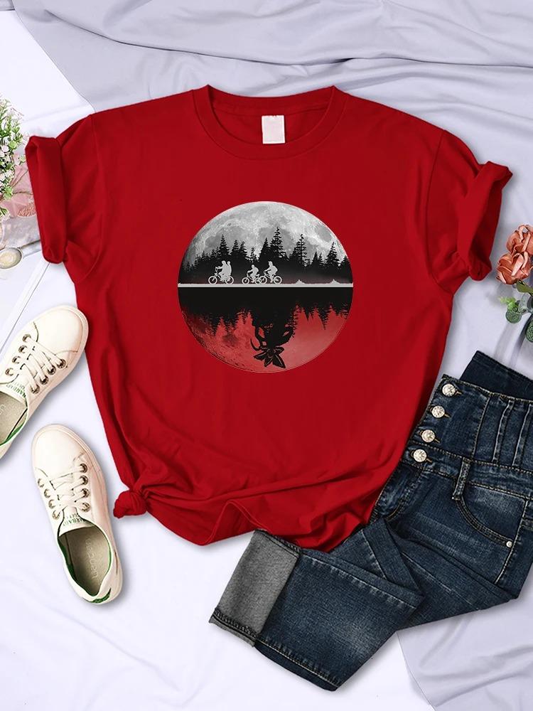 Boys Riding Bicycles Printed Tshirt for Ladies Cool and Fashionable Summer Tshirt Hiphop Breathable Cotton Short Sleeved Shirt