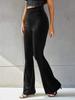 Women's Fashion Sexy High Waist Gold Velvet Ribbed Flared Pants