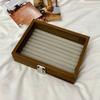Glass Lid Jewelry Organizer Square Jewelry Display Tray Ring Case Wooden Jewelry Box  Women Gift