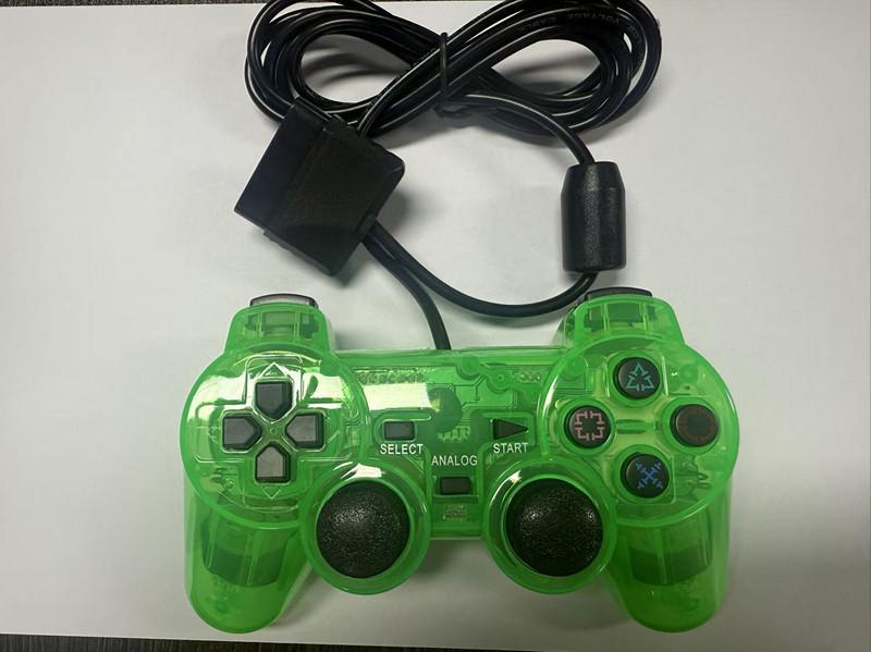 PS2 Game Controller with Snowflake Buttons, Dual Motor Vibration, Transparent Color.