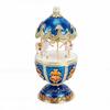Carousel Jewelry Box Magnetism Egg Shaped Rotating Horse Rhinestone Enamel Jewelry Storage Box Blue