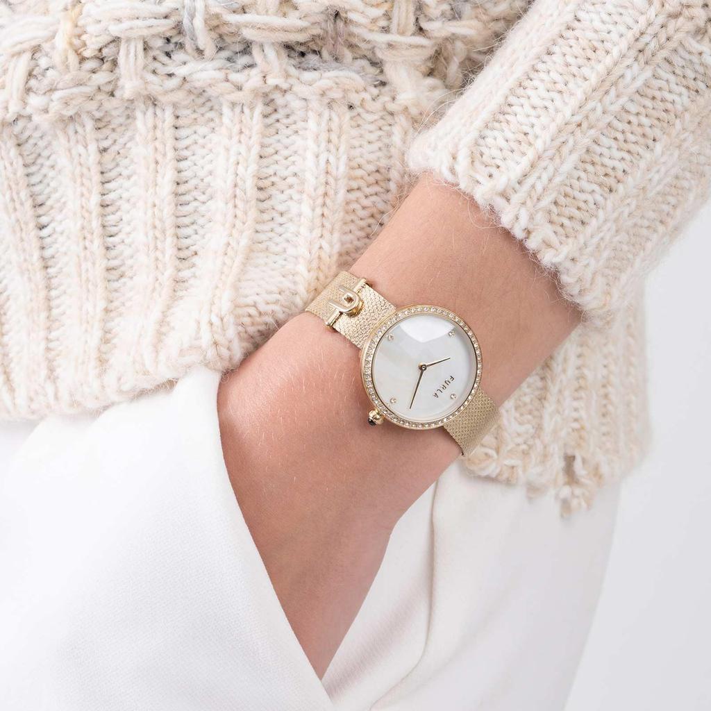 Watch SMALL LOGO White Pearl Dial Stainless Steel Mineral Glass Quartz Daily Waterproof 32MM China Watch WW00022001L2 Gold [Furla] Women's [Item]