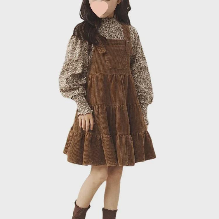 2024 Girls' Korean-Style Floral Suspender Skirt Dress Set: Spring/Autumn Two-Piece for Kids