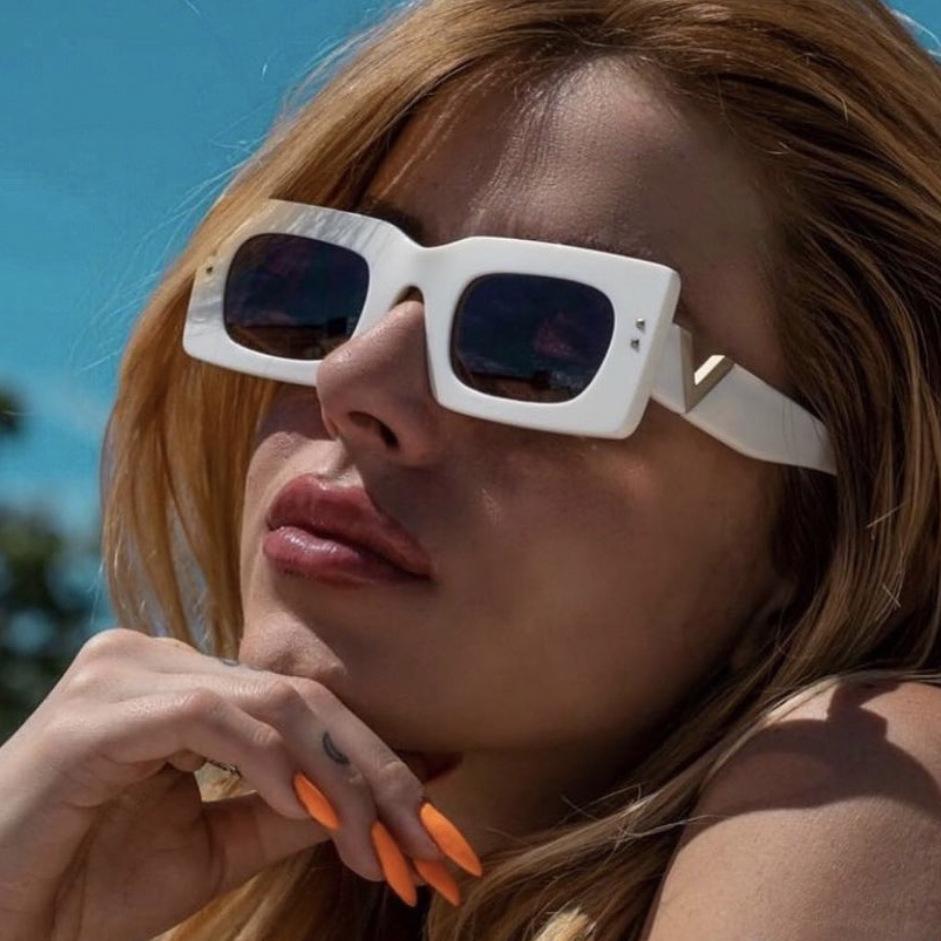 Y2K Square Rivet Sunglasses Women Men Vintage Punk Hip Hop UV400 Luxury Designer Shades