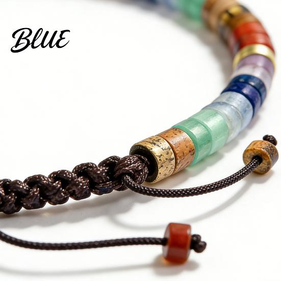 Natural Stone Bracelet Bead Retro Flat Adjustable Boho Flexible Size