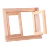 1/12 Dollhouse Miniature Double Window Wooden 2 Pane Frame and Glass Plate Doll House DIY Double Window Accessories