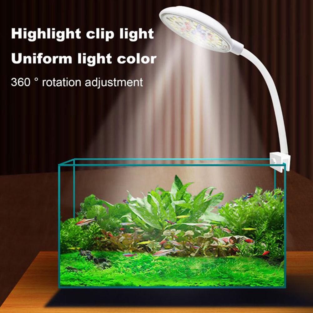 5W/7W Fish Tank Clip Lamp,USB Power LED Full Spectrum,Waterproof Algae Lighting 360-degree Tank Light for Turtle Fish Tanks