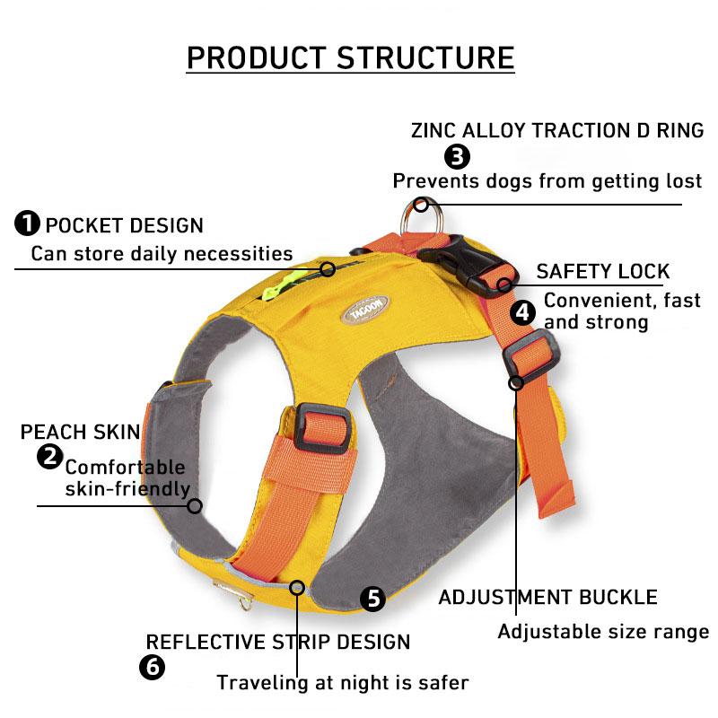 French Bulldog Harness Adjustable Pet Vest Reflective Summer Breathable Shiba Inu Harness Holds Treats for Small and Large Dogs