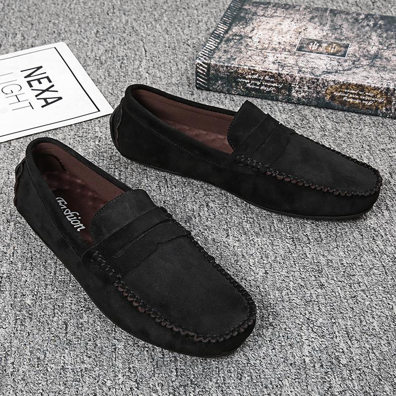 Fashion Winter Men Loafers Soft Suede Plush Warm Mens Casual Shoes Moccasins Slip On Flats Man Business Shoes Fashion Male Driving Shoes