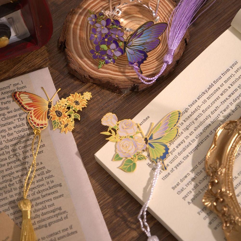 Tassel Metal Bookmark Metal Book Clip Retro Butterfly Bookmark  Teacher