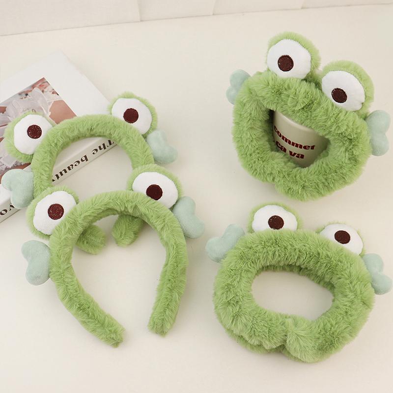 Krásné žabí oči čelenky měkké plyšové zabalené pro ženy mytí obličeje make-up elastický vlasový pásek čelenka vlasové doplňky