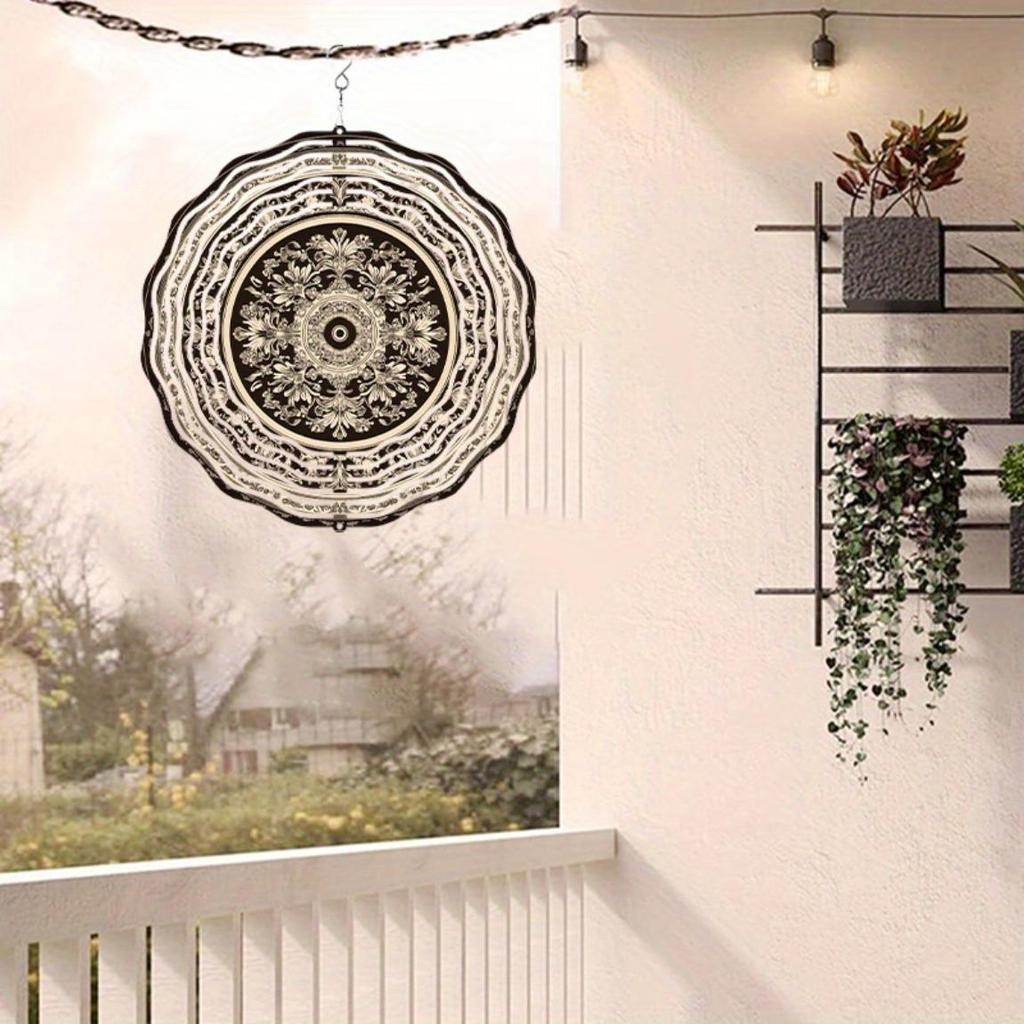 Europejski Kwiatowy Okrągły Kinetyczny Spinner Wiatrowy do Dekoracji Ogrodu Wewnętrznego Zewnętrznego, Obrotowe Wiszące Rękodzieło, Prezent na Wszystkie Rodzaje Pomieszczeń