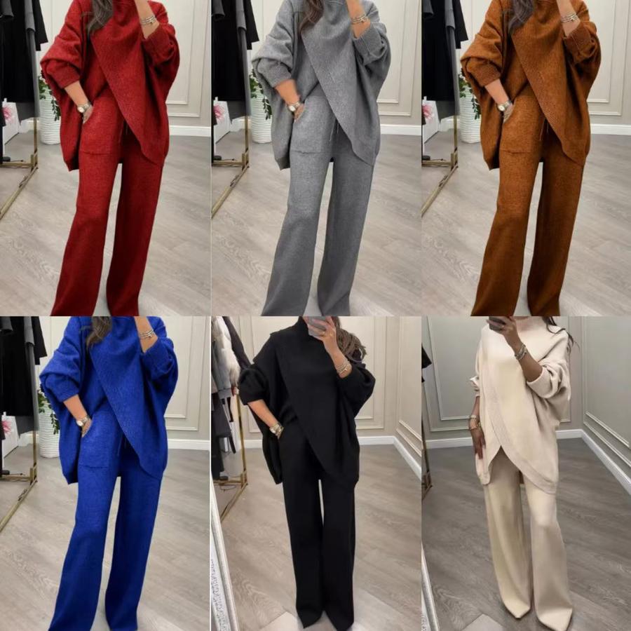 New Arrivals Women's Solid V-Neck One-Button Ruched Knitwear Set Two Piece Outfit