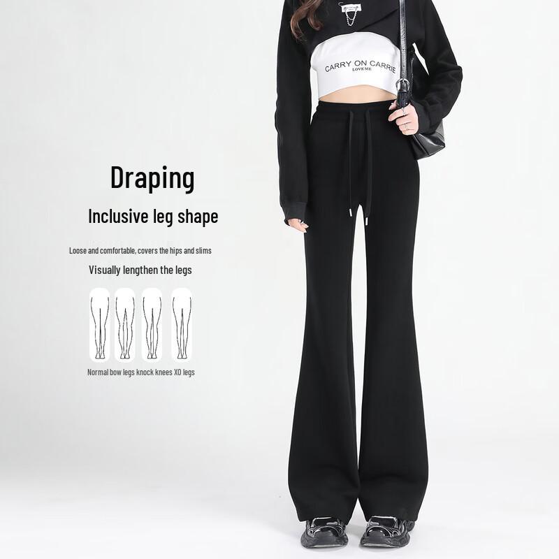 Dámské ležérní kalhoty s vysokým pasem a rozšířenými nohavicemi, které zvedají zadek