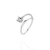 S925 Sterling Silver Adjustable Open Ring with Diamond Inlays - Four-Prong Design, Perfect for Qixi Festival.