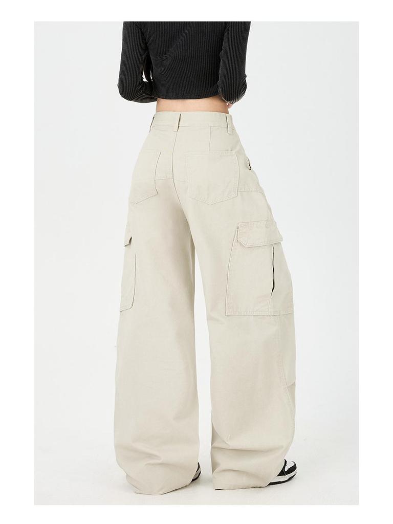Trendy Women's Wide-Leg Casual Jeans with Patch Pockets & Pleats