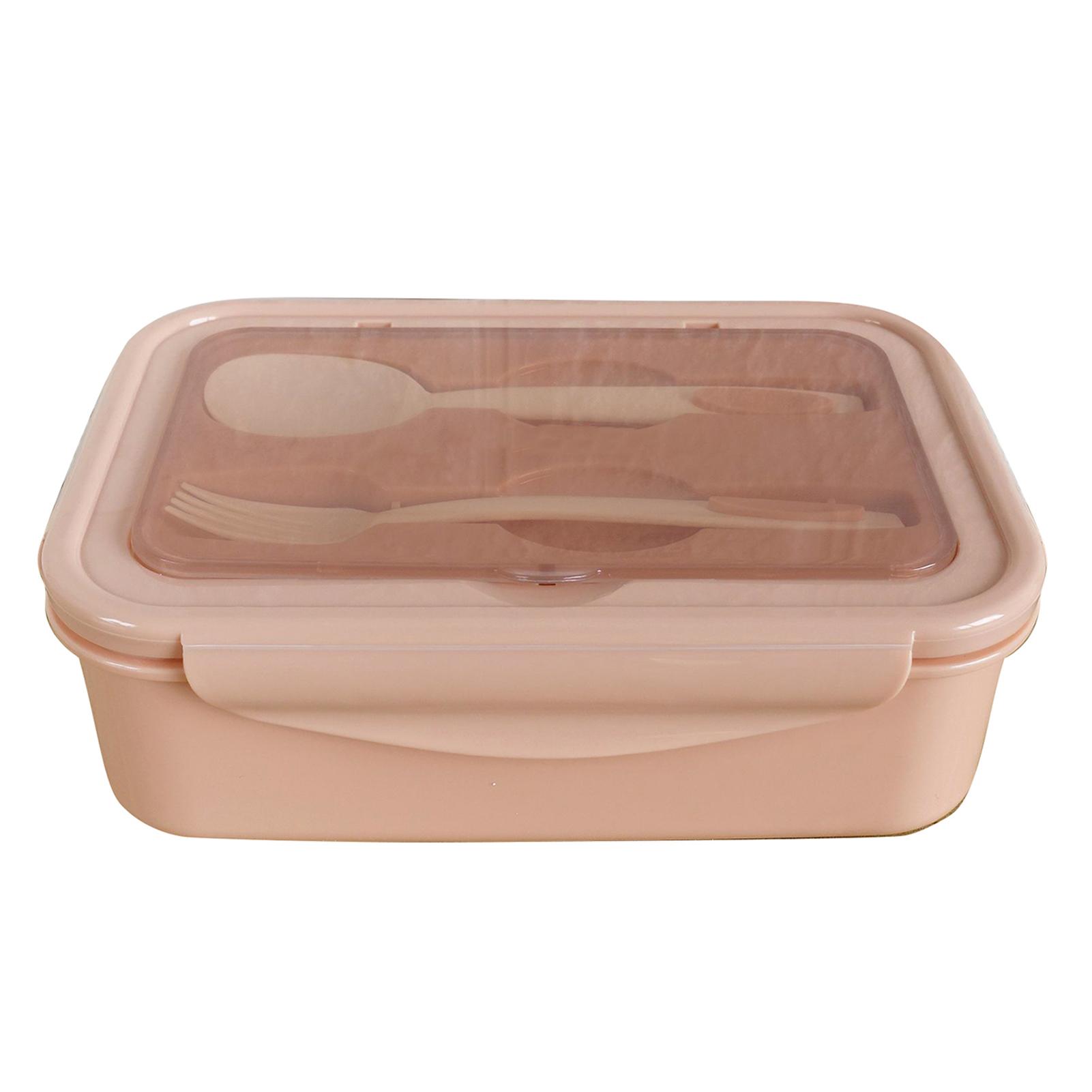 

1400ML Plastic Lunch Box With Fork and Spoon 3 Compartment Single-layer proof Reusable Crisper Portable Sealed Box for Adults Kids Home Scho