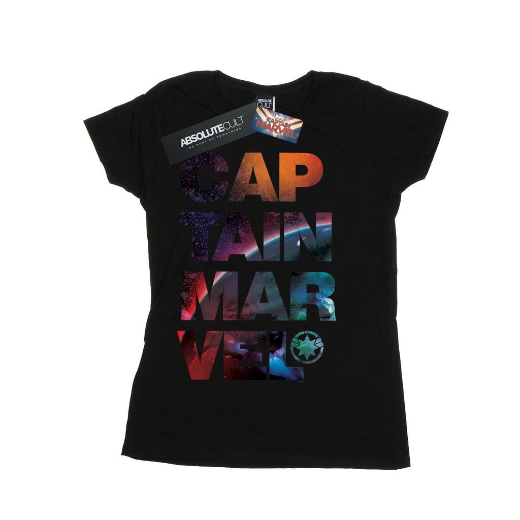 Marvel Womens/Ladies Captain Marvel Space Text Cotton T-Shirt