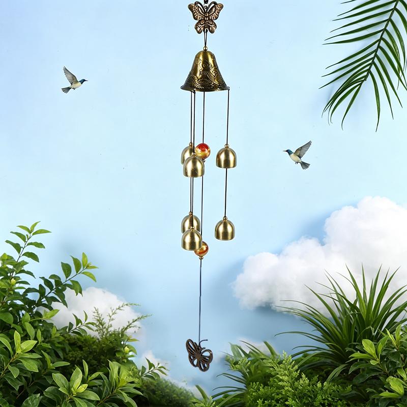 

Vintage Butterfly Wind Chime With 6 Bells Retro Metal Wind Bell Luck Wind Chime For Home Garden Patio Balcony Decoration one size