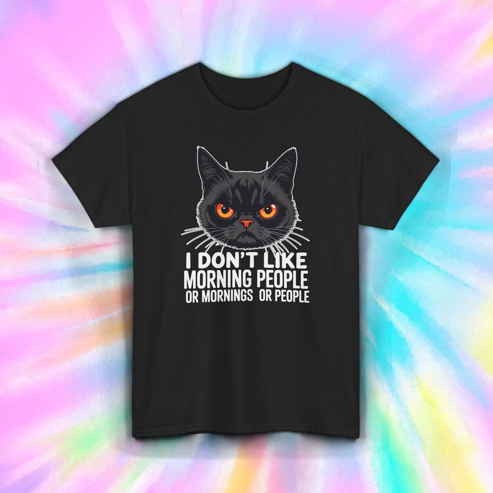Don’t Like Morning People Shirt Funny Grumpy Cat Sarcastic Quote Tee S-5XL XXL