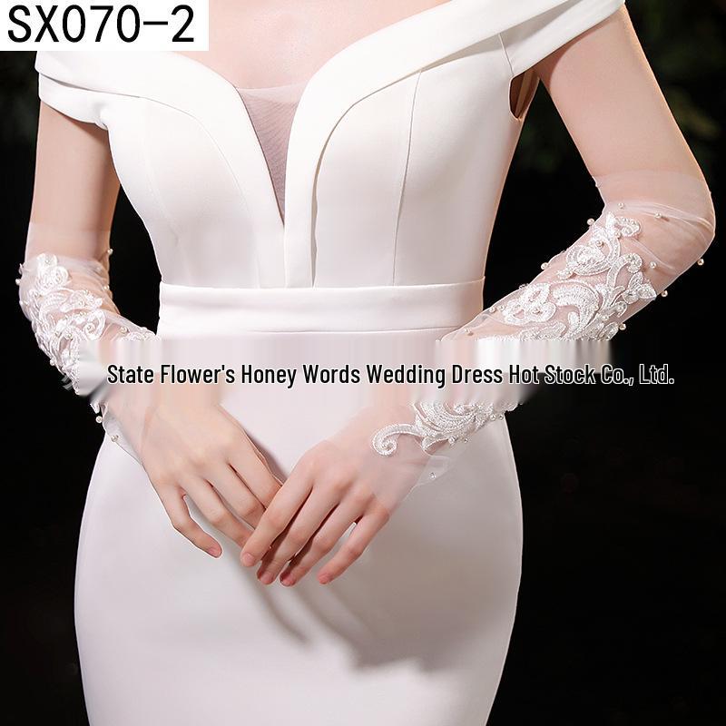 Elegant Pearl Bow Wedding Gloves - French Aesthetic for Bridal Portrait Styling