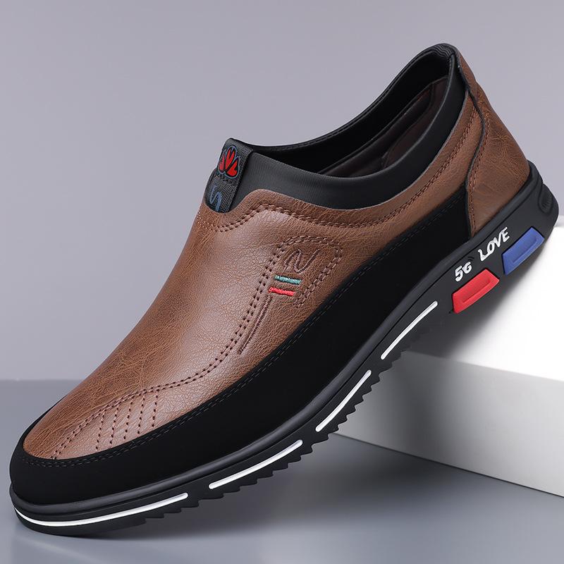 Summer Single Shoes Casual Leather Shoes Men's Feet and One Pedal Large Size Men's Shoes Daily 2025