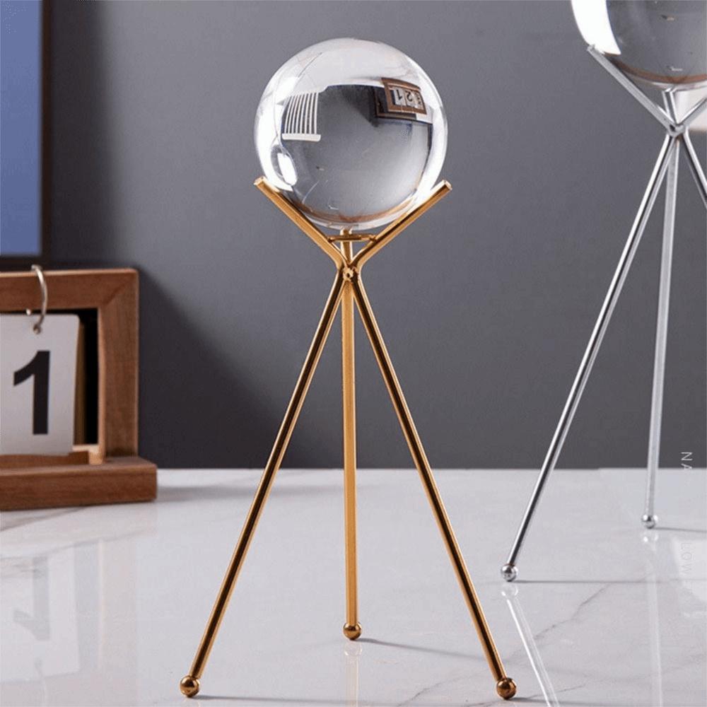 Simple Triangle Crystal Ball Base Gold/Silver Sphere Display Stand  Desktop Ornaments