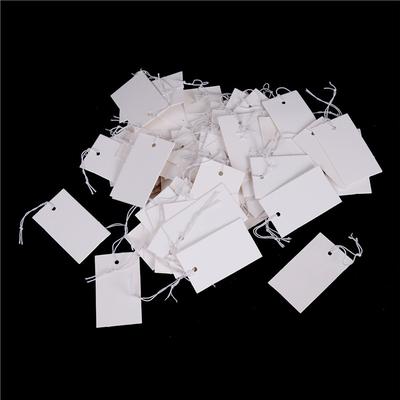 100Pcs White Paper Jewelry Clothes Label Price Tags With Elastic String 5*3Cm