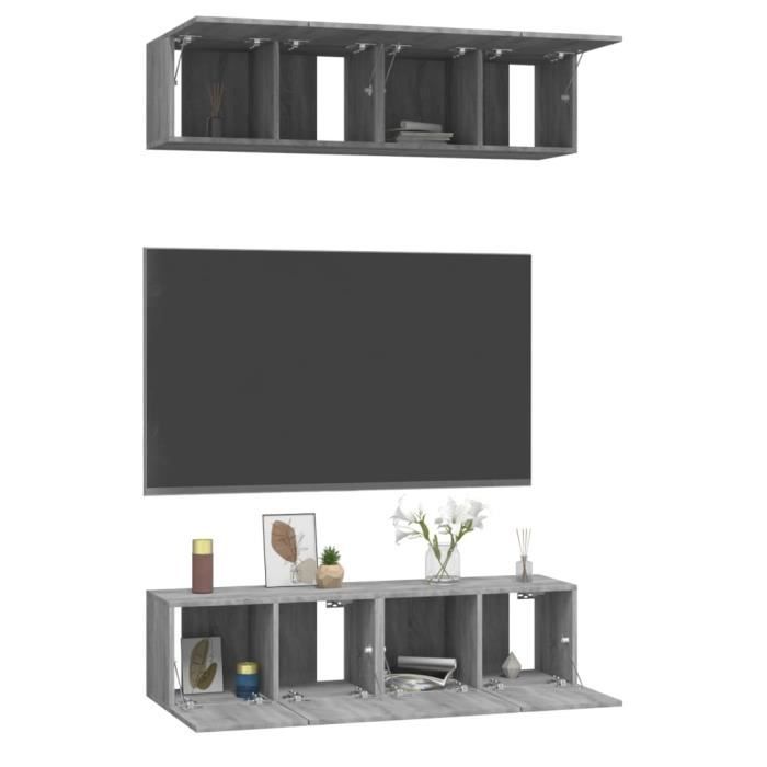 VidaXL Meubles TV muraux 4pcs Sonoma gris 60x30x30cm Bois d'ingénierie 3120204