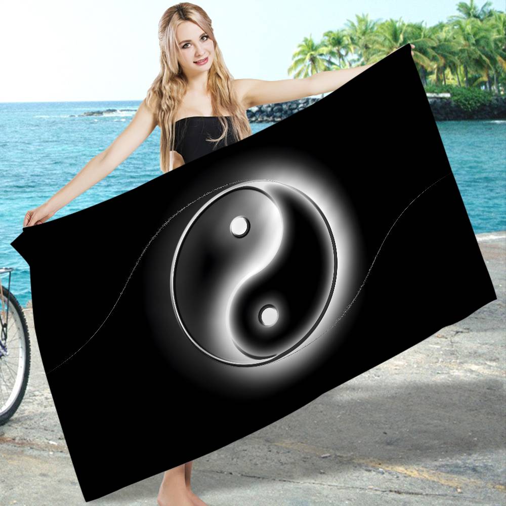 Chinese Tai Chi Bagua Yin Yang Anime Beach Swimming Towel Soft Absorbent Washcloth Children's Gifts for Kids Travel Camping Gym