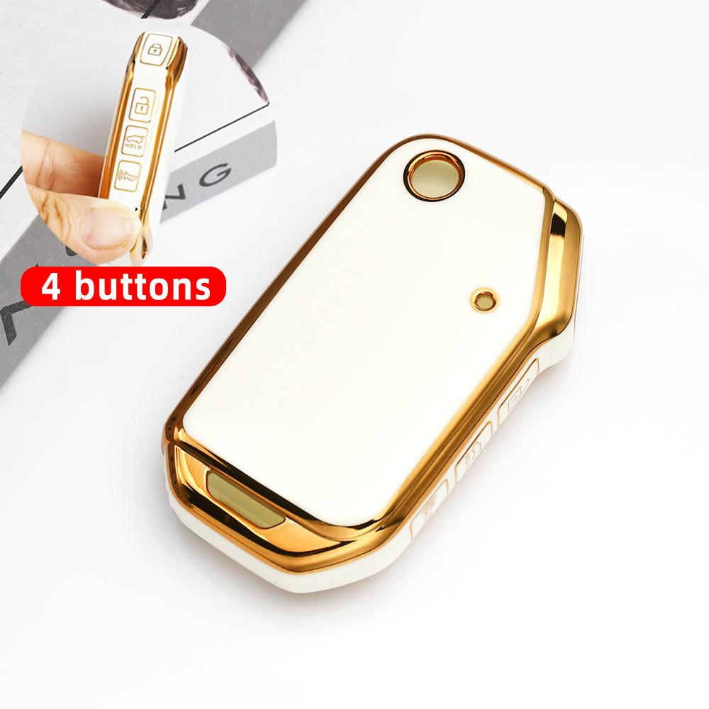 Gold Edge Tpu Car Key Case Cover Auto Shell Fob For Kia Sportage  Sorento Ceed  Cd Forte Cerato  K3 Gt Seltos