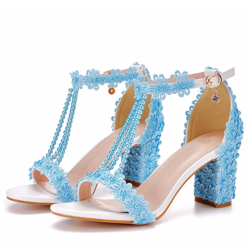 Liyke Smíšené barvy Květiny Nízké čtvercové Vysoké podpatky Letní móda Šňůrka korálků Návrhář Sandál Ženy Útulné Společenské šaty s otevřenou špičkou