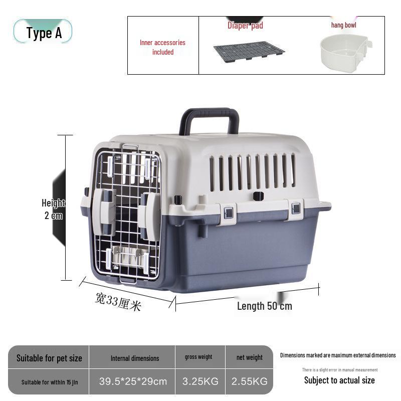 Portable Plastic Pet Carrier for Small/Medium Pets - Detachable Airline-Approved Transport Box
