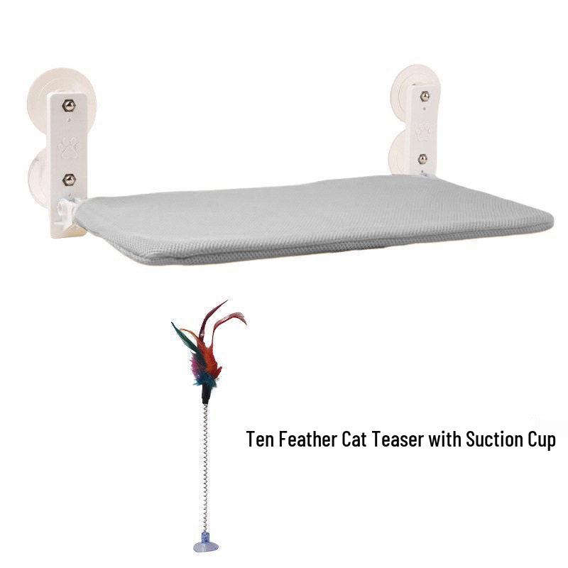 ערסל חתול לשיזוף: מיטה עם כוס יניקה לחלון לחתולים