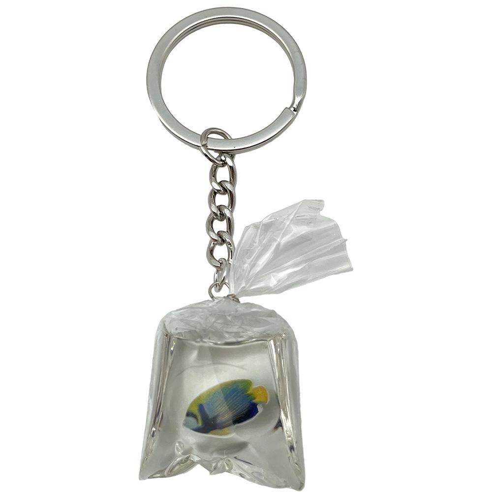 Tropical Fish Resin Keychain - 3D Transparent Goldfish Pendant Decoration