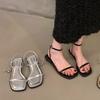Flat-bottomed Silver Temperament Sandals Fairy Shoes Summer Soft-soled Skirt Vacation Beach Strap Roman Shoes
