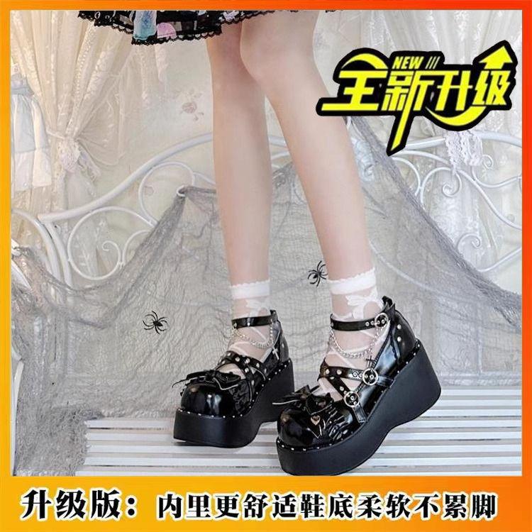 

Small leather shoes female Mary Jane trend sweet and cool single shoes platform elements bright spring black mix and match 40