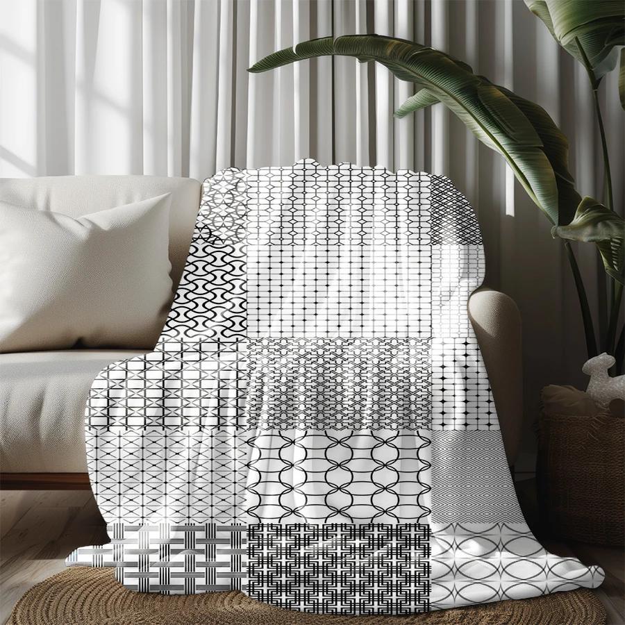Geometric Pattern Blanket Microfiber Flannel Cover Blanket Bedroom Living Room Sofa Soft And Comfortable Home Decoration