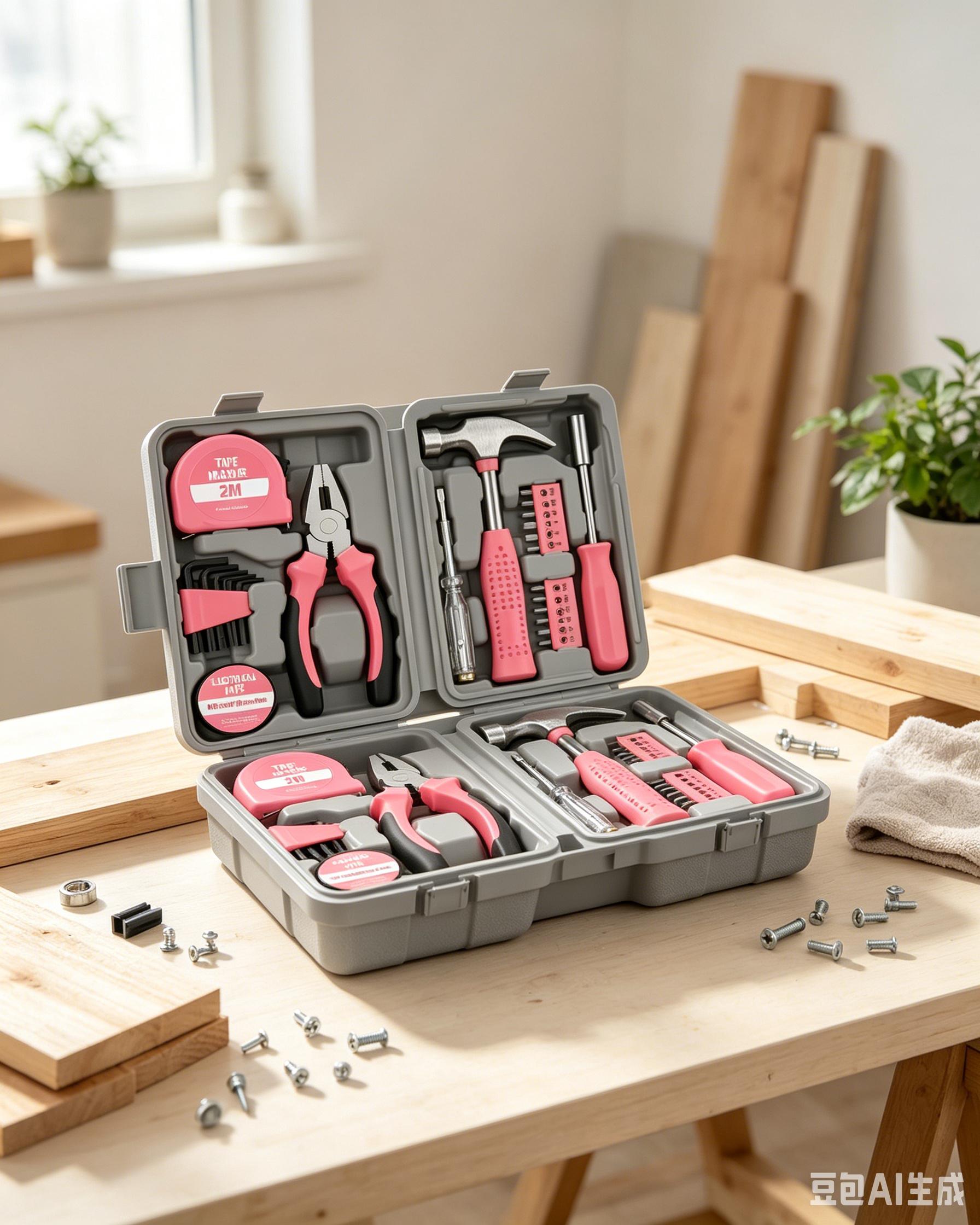 Women Pink DIY Hand Tool Set Portable Storage Case Household Repair Hardware Tool Kit Gift for Ladies Hand Tool Kits