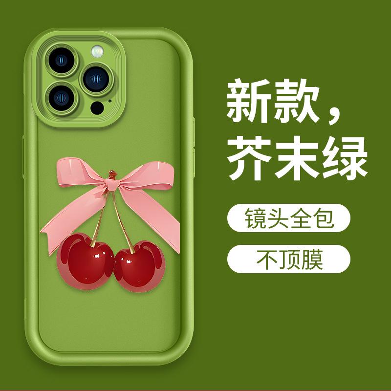 Amazon hot-selling cherry bow Apple 16promax mobile phone case iPhone17pro silicone case