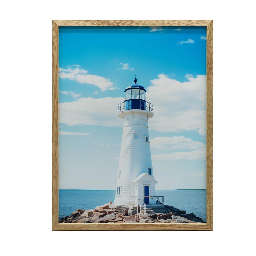 Seaside Lighthouse Seaside Lighthouse, 70X100 Cm, Dark Brown Wooden Frame, 230 Gsm Matte Paper