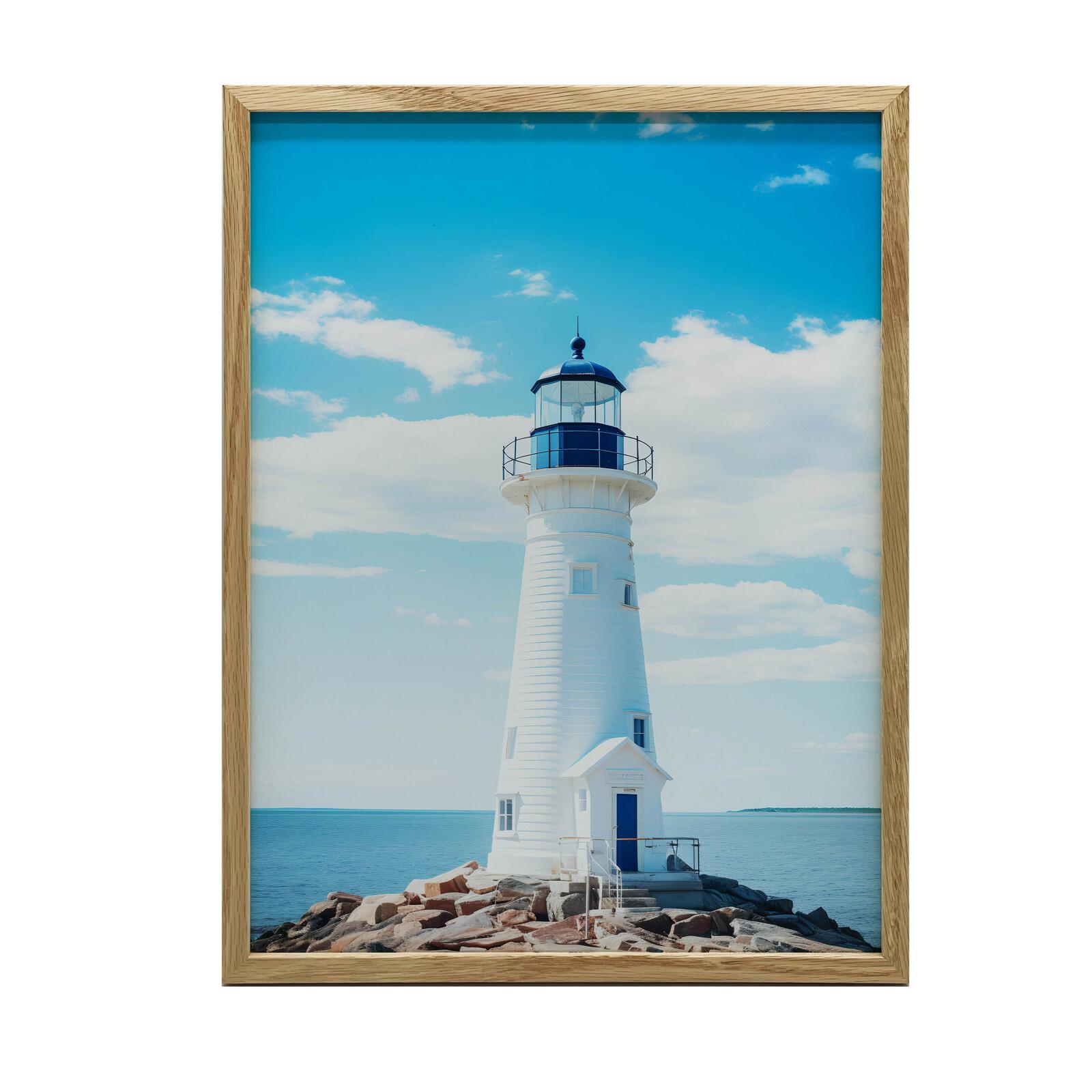 Faro Marittimo Faro Marittimo, 30X40 Cm, Cornice Alluminio Oro, Carta Opaca 230 Gsm 36