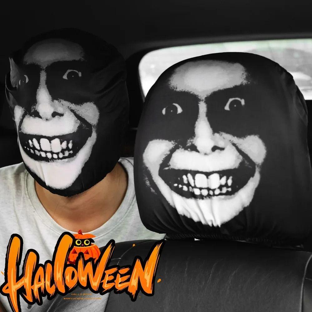 2 Pezzi Copritesta Traspirante per Auto Universale Copritesta per Sedile Auto Coprisedile Auto Personalità Halloween