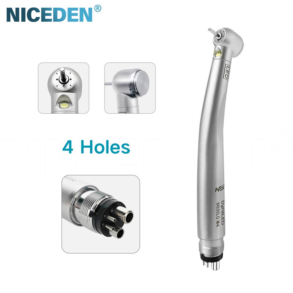 

Стоматологический LED наконечник Niceden высокоскоростной с самогенерирующим электрогенератором, фиброоптический, кнопочный, стандартная/мини головка, 2/4 отверстия 4 holes